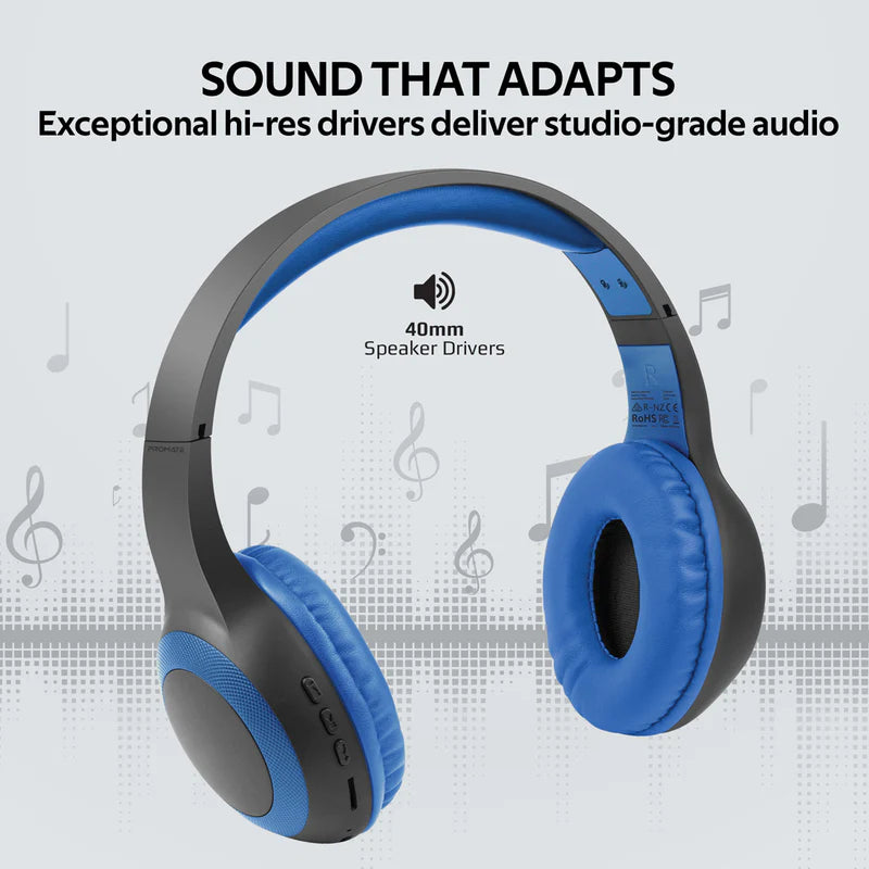 PROMATE LaBoca Deep Bass Over-Ear Wireless Headphones - Bluetooth / 200mAh / Blue