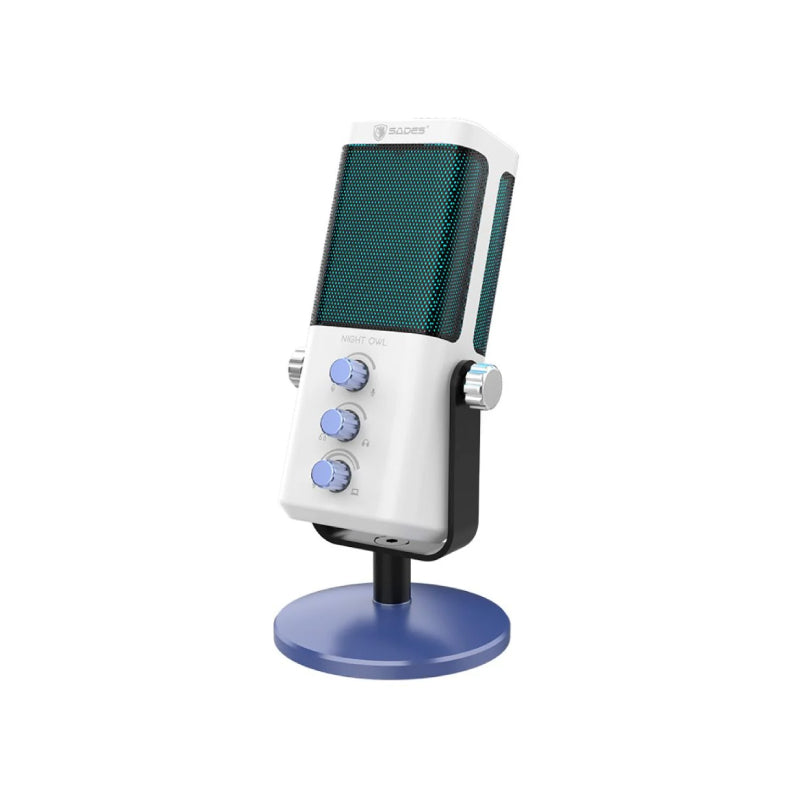 SADES Night OWI SA-M01W RGB Gaming Microphone - White