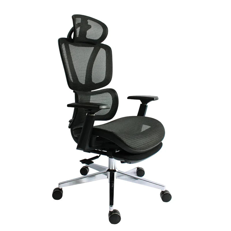 Black Bull Ergonomic Mesh Gaming & Office Chair with Footrest - Black Frame + Black Mesh