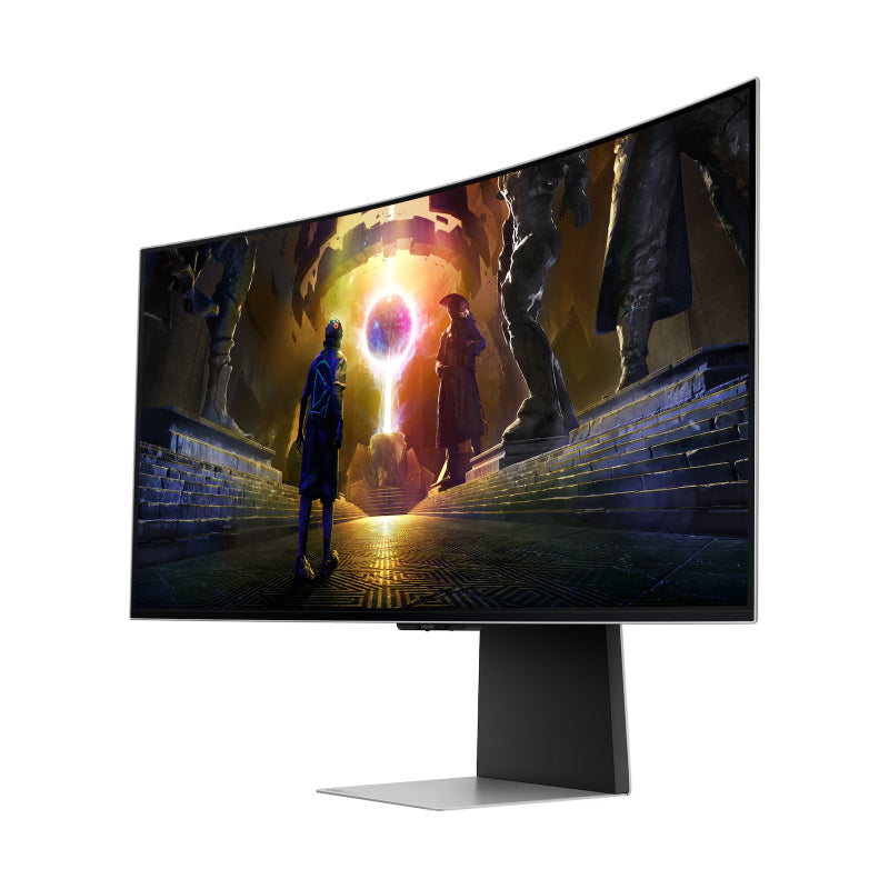 Samsung 34" Gaming Monitor G8 Odyssey - 34.0" Curved OLED / Up to 175Hz / 0.03ms / USB / HDMI2.1 / DisplayPort 1.4 / Wi-Fi / Bluetooth / Silver - Monitor