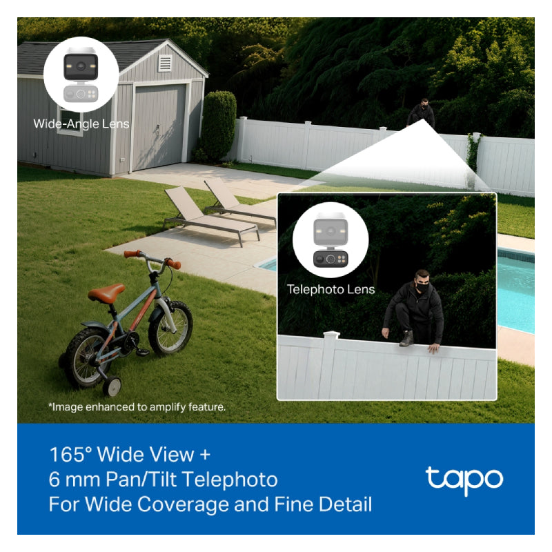 TP-Link Tapo C645D KIT Solar-Powered Dual-Lens Pan/Tilt Security Camera Kit - 2K 3MP / Up to 15fps / Two-Way / AI Detection / Night Vision