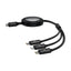Baseus Free2Draw Retractable Crystal Cable - 1.1m / USB-A to M+L+C / 100W / Black