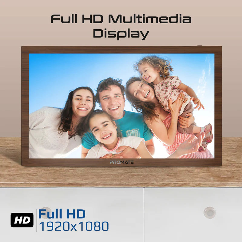 PROMATE 15.6" Vibrant Full HD Smart Multimedia Wi-Fi Digital Photo Frame - Pine