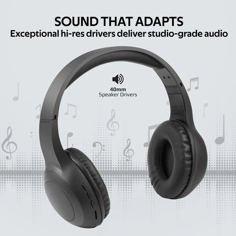PROMATE LaBoca Deep Bass Over-Ear Wireless Headphones - Bluetooth / 200mAh / Black