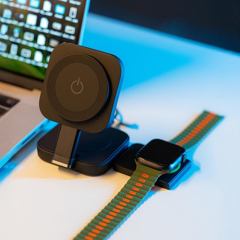 GOUI Bend 3-in-1 Foldable Wireless Charger - 15W / USB-C / Black