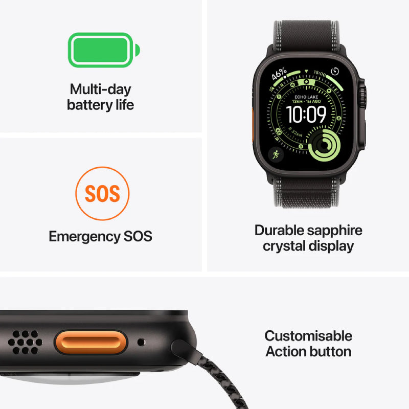 Apple Watch Ultra 3 - LTPO OLED / 64GB / 49mm / Bluetooth / Wi-Fi / Cellular / Medium / Natural Titanium Case with