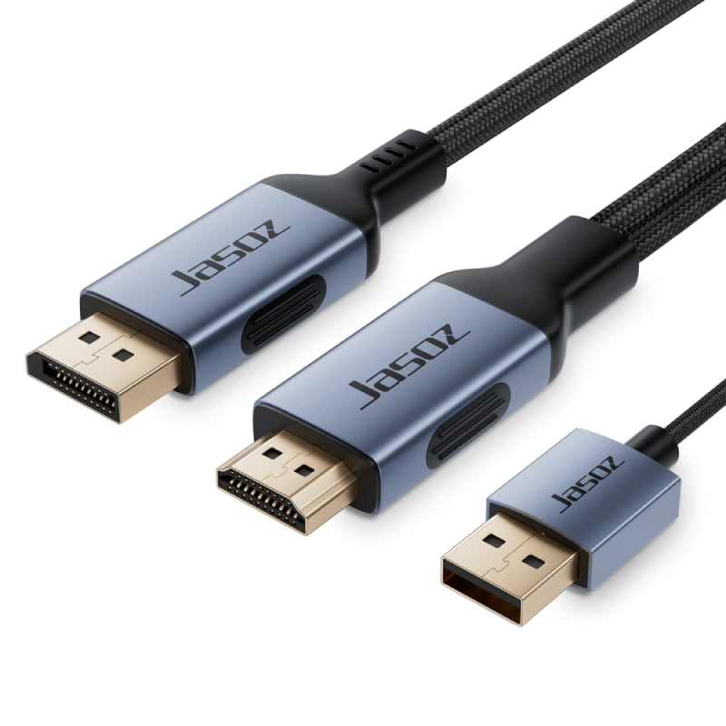 Jasoz A140 HDMI to DisplayPort with USB-A Cable - 2 Meter