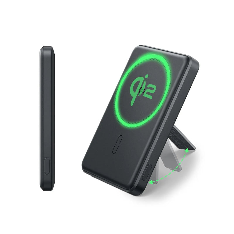 باور بانك إي إس آر Qi2 MagSlim مع حامل - سعة 5000 مللي أمبير/ساعة - أسود