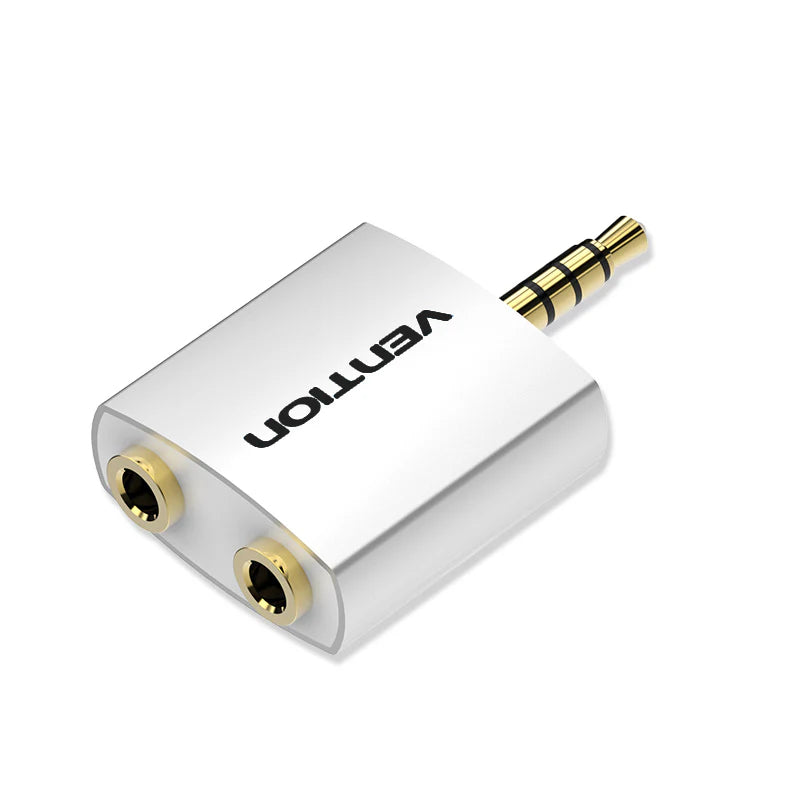 Vention 4 Pole 3.5mm Male to 2x 3.5mm Female Audio Adapter - Silvery