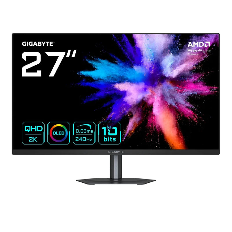 شاشة ألعاب جيجابايت GO27Q24 - 27 بوصة 2K QHD / 0.03 مللي ثانية / 240 هرتز / HDMI/DisplayPort - أسود