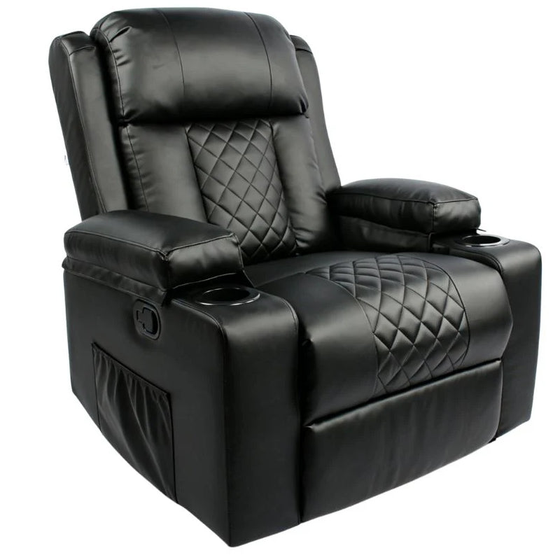 Black Bull Premium Sofa Swivel Rocker Recliner Size - PU Black