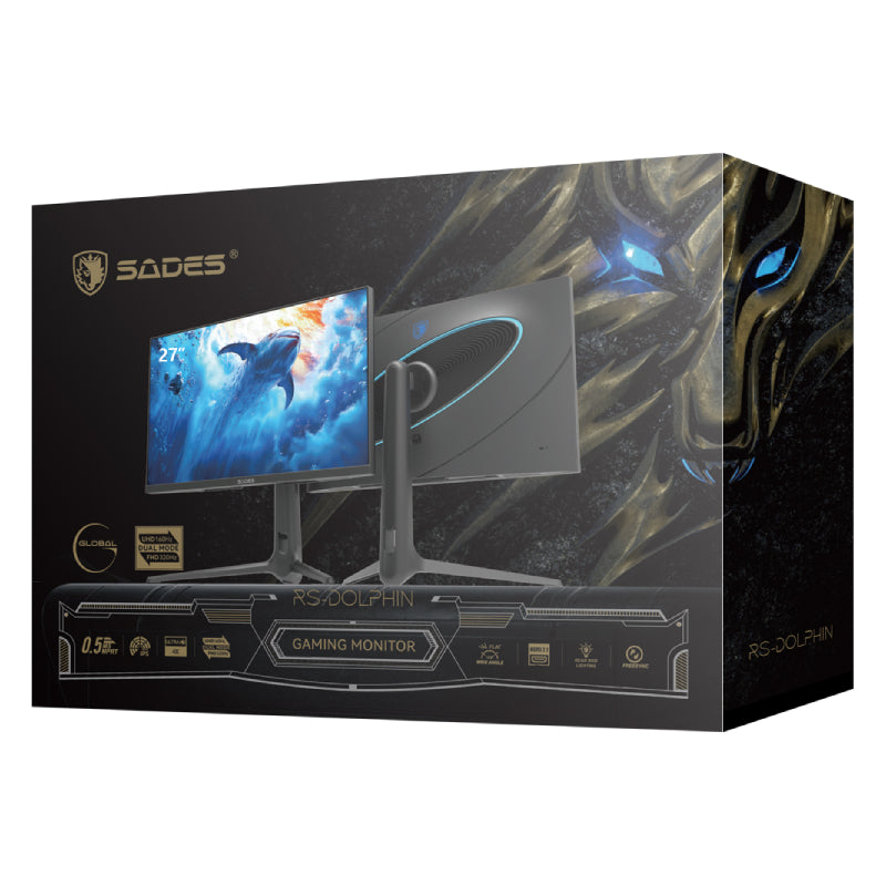 SADES RS-Dolphin Gaming Monitor - 27" UHD / 0.5ms / HDMI 2.1 / DisplayPort 1.4 / USB-A / USB-C / Black