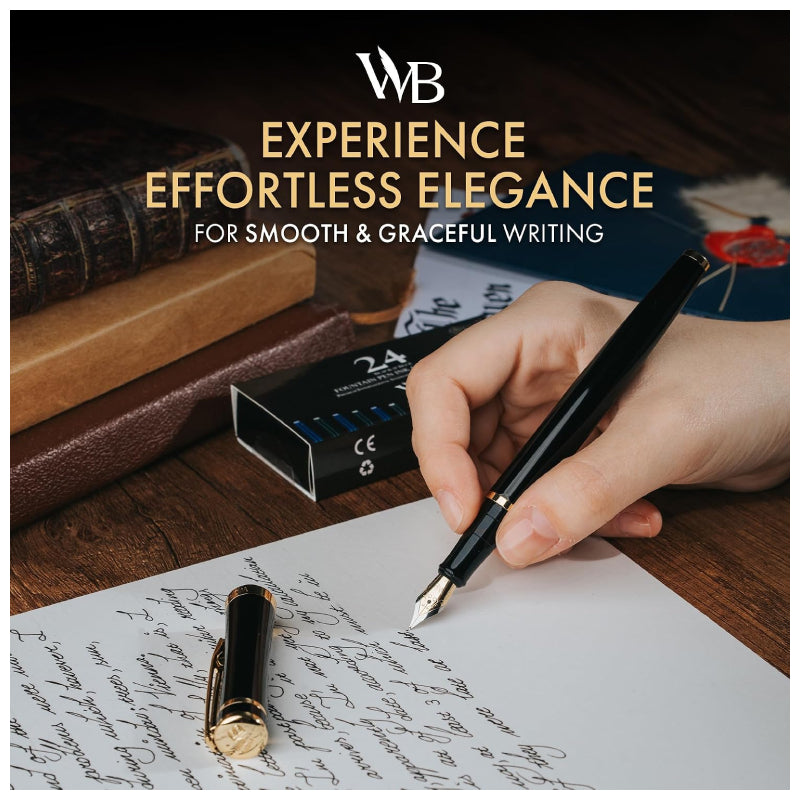 Wordsworth & Black Luxury Fountain Pen Set - (Medium Nib / Black)