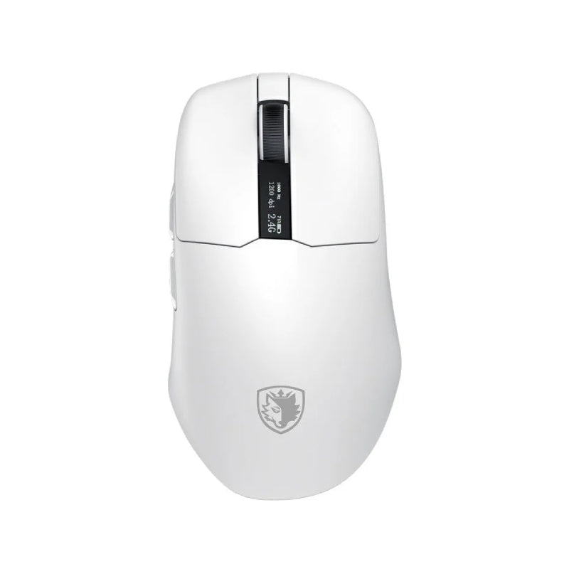 SADES Striker S2W 26,000 DPI Wireless Gaming Mouse with RGB Magnetic Charger and OLED Panel - White