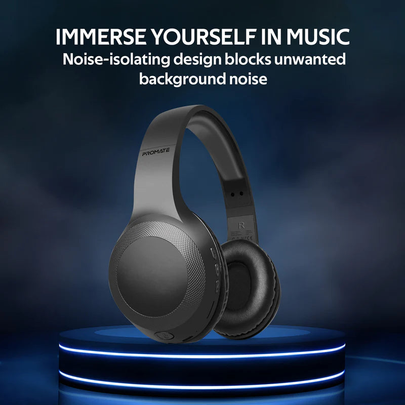 PROMATE LaBoca Deep Bass Over-Ear Wireless Headphones - Bluetooth / 200mAh / Black