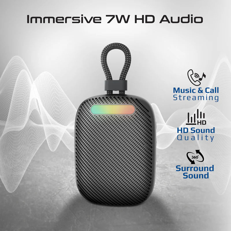 PROMATE CrystalSound 7W High-Definition Wireless Speaker - 1800mAh / Bluetooth 5.4 / Black