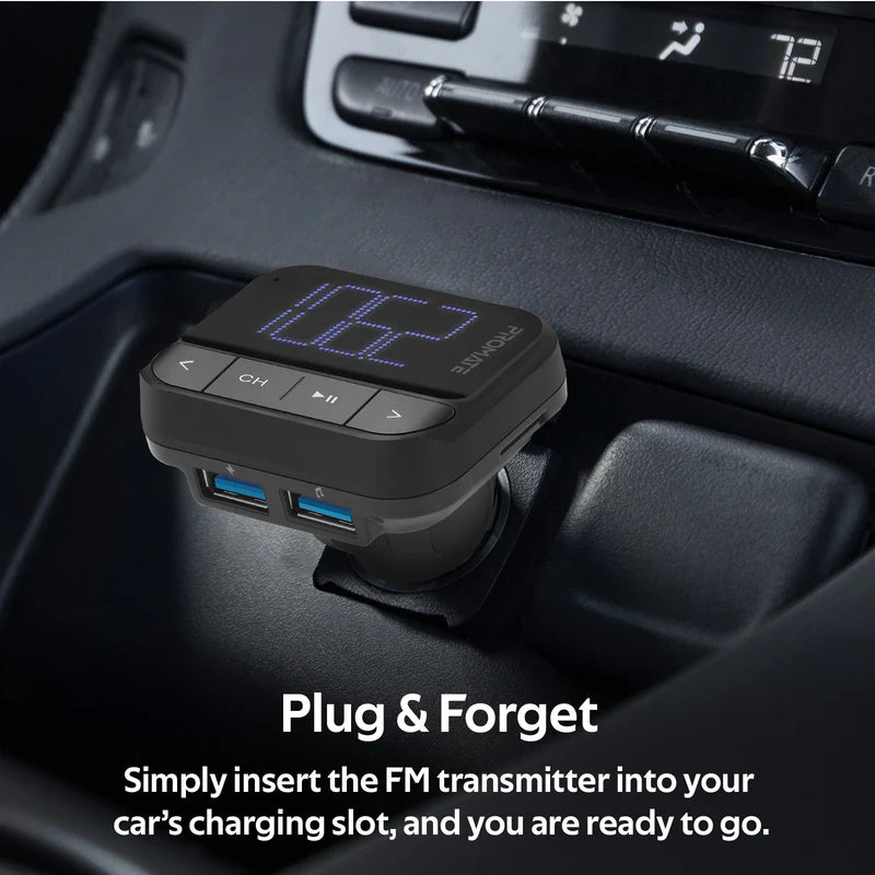 PROMATE In-Car FM Transmitter with Dual USB Ports