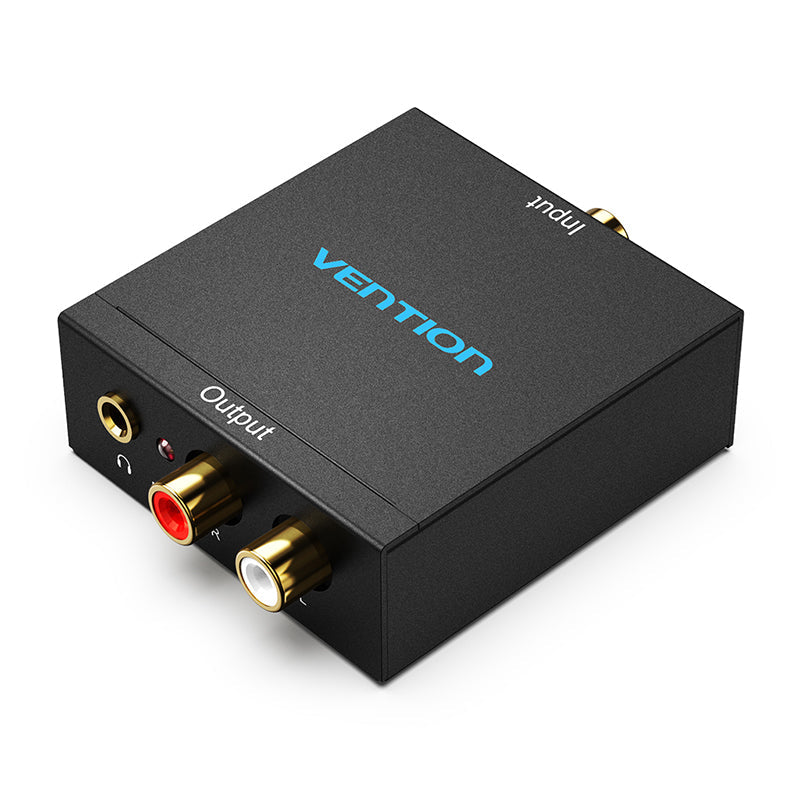 Vention Optical Fiber/Coaxial Digital Audio to TRS 3.5mm/2RCA Audio Converter - Aluminum Alloy Type EU Standard / Black