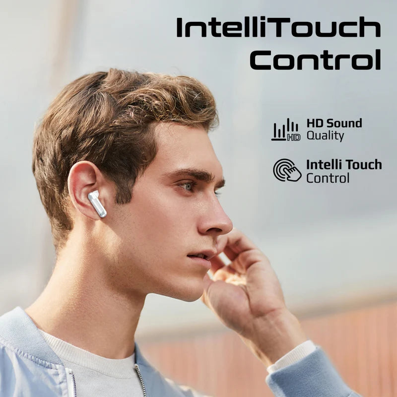 PROMATE TransPods High Definition Transparent TWS Earbuds with IntelliTouch - Bluetooth / 350mAh / White