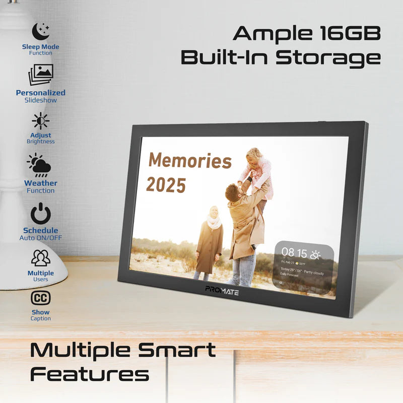 PROMATE 10.1" Vibrant Full HD Smart Multimedia Wi-Fi Digital Photo Frame - Black
