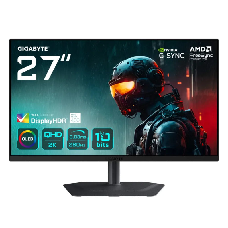 شاشة ألعاب جيجابايت MO27Q2A - ‏27 بوصة 2K QHD / ‏0.03 مللي ثانية / ‏280 هرتز / HDMI/DisplayPort / أسود