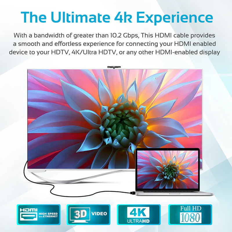 PROMATE High Definition Right Angle 4K HDMI Audio Video Cable - 3M / Black