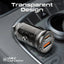 PROMATE RapidCharge Transparent Mini Car Charger with Power Delivery & QC 3.0 - 65W / USB-A / USB-C