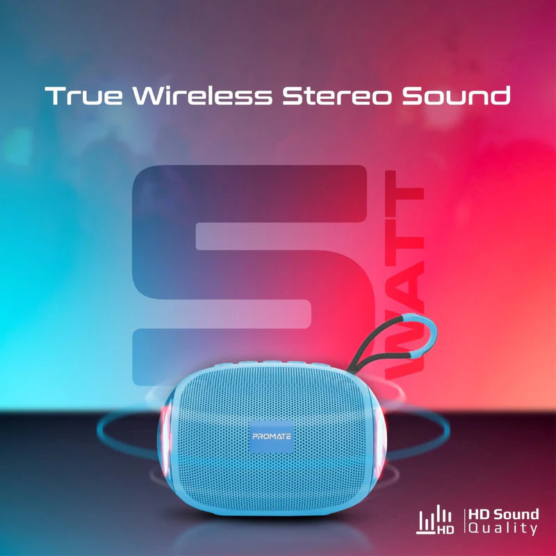 PROMATE LumiFlux High-Definition Wireless Speaker - 1200mAh / Bluetooth 5.3 / Blue