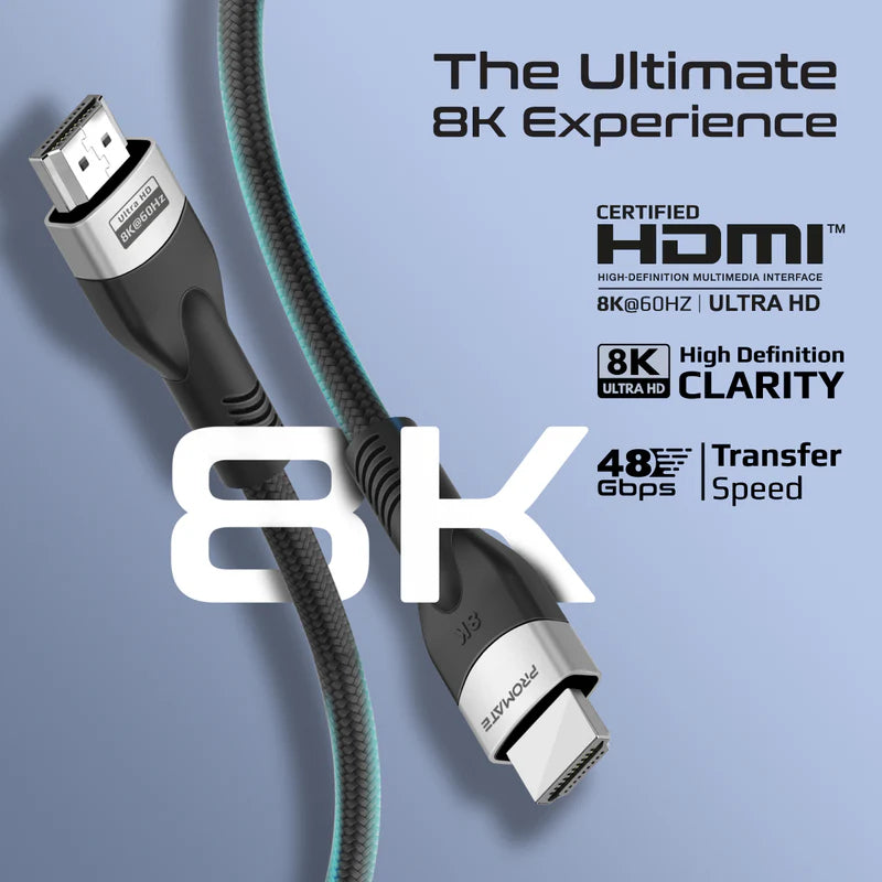 PROMATE Certified Ultra-High-Speed 8K@60Hz HDMI Cable - 1.5M / Gray