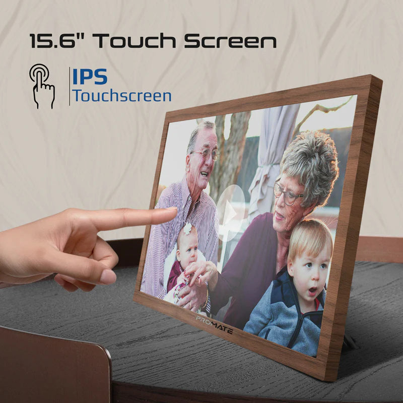 PROMATE 15.6" Vibrant Full HD Smart Multimedia Wi-Fi Digital Photo Frame - Pine