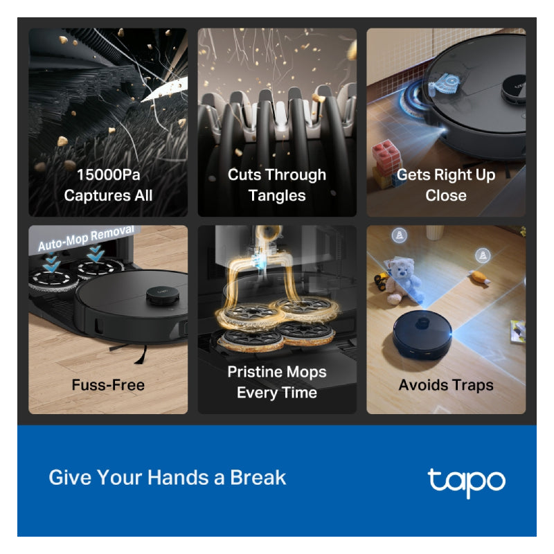 TP-Link Tapo RV50 Pro Omni Robot Vacuum & Mop + Advanced Self-Cleaning Docking Station - 5200 mAh / 280 ml