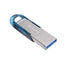 SanDisk Ultra Flair Flash Drive - 128GB / Up to 150 MB/s / USB 3.0 / Blue and Silver