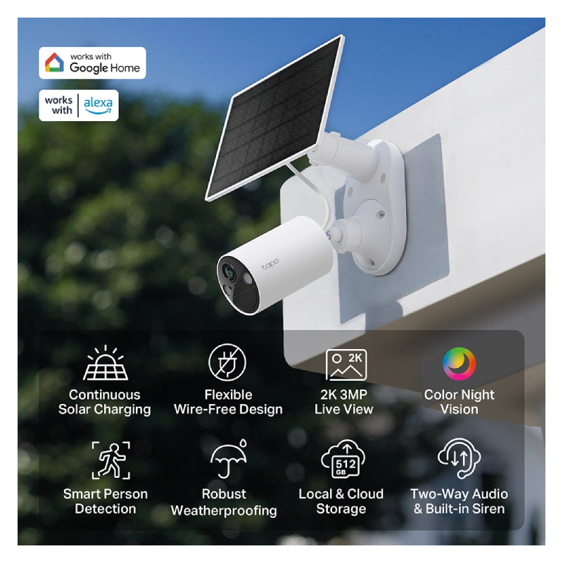 TP-Link TAPO C410 KIT Solar-Powered Security Camera Kit - 2K 3MP / Up to 15 fps / Two-Way / AI Detection / Night Vision