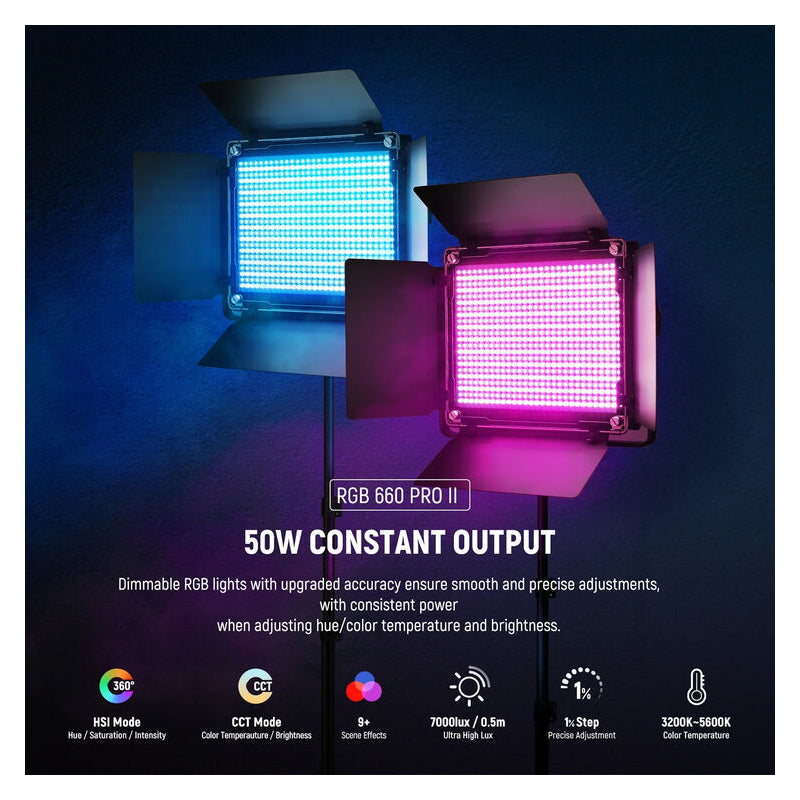 NEEWER 2 Pack Upgraded RGB660 PRO II LED Video Light Kit