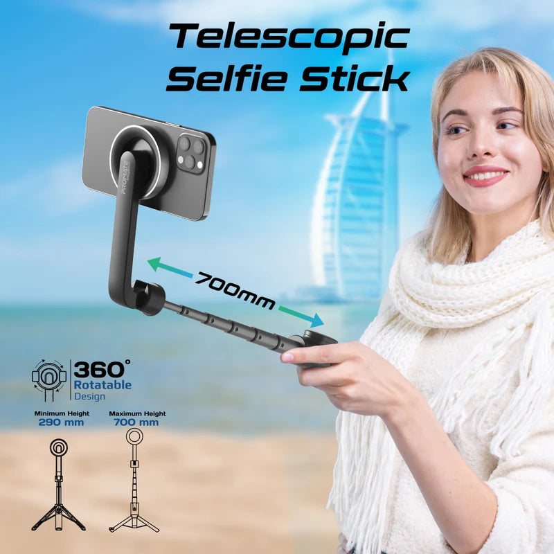 PROMATE MagSafe Foldable Selfie Stick with BT Remote Control