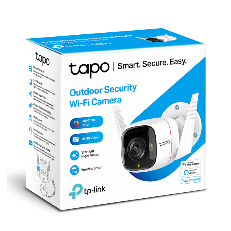 TP-Link Tapo C320WS Outdoor Security Wi-Fi Camera - 2K QHD / Up to 15 fps / Two-Way Audio / Motion Detection / Night Vision