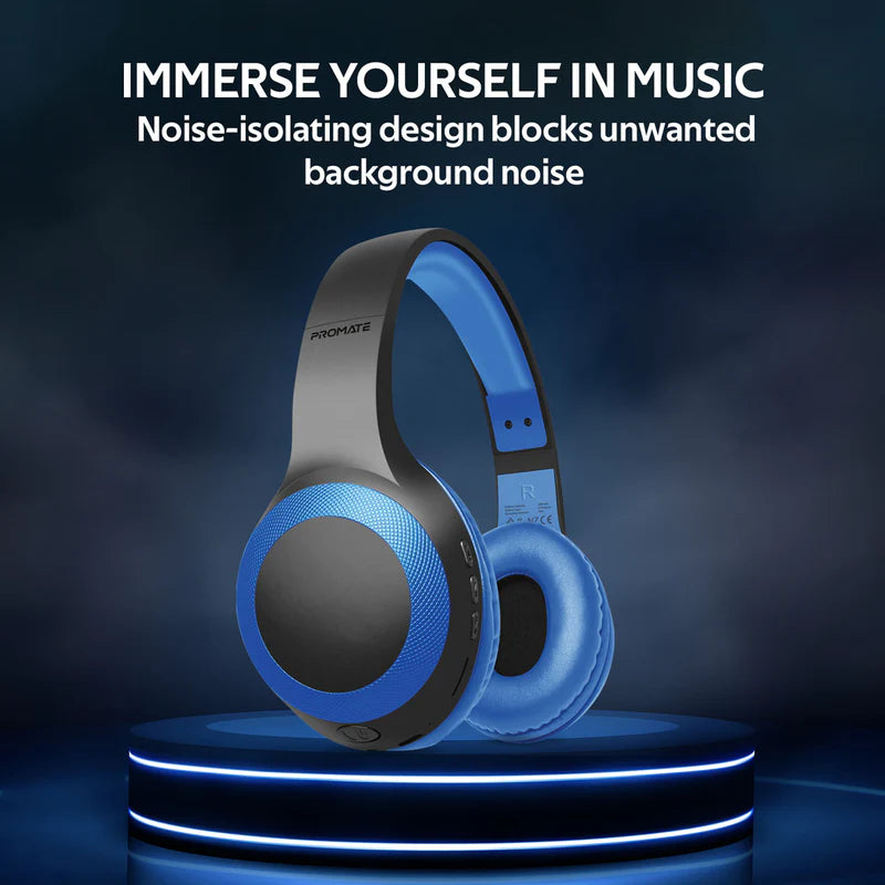 PROMATE LaBoca Deep Bass Over-Ear Wireless Headphones - Bluetooth / 200mAh / Blue