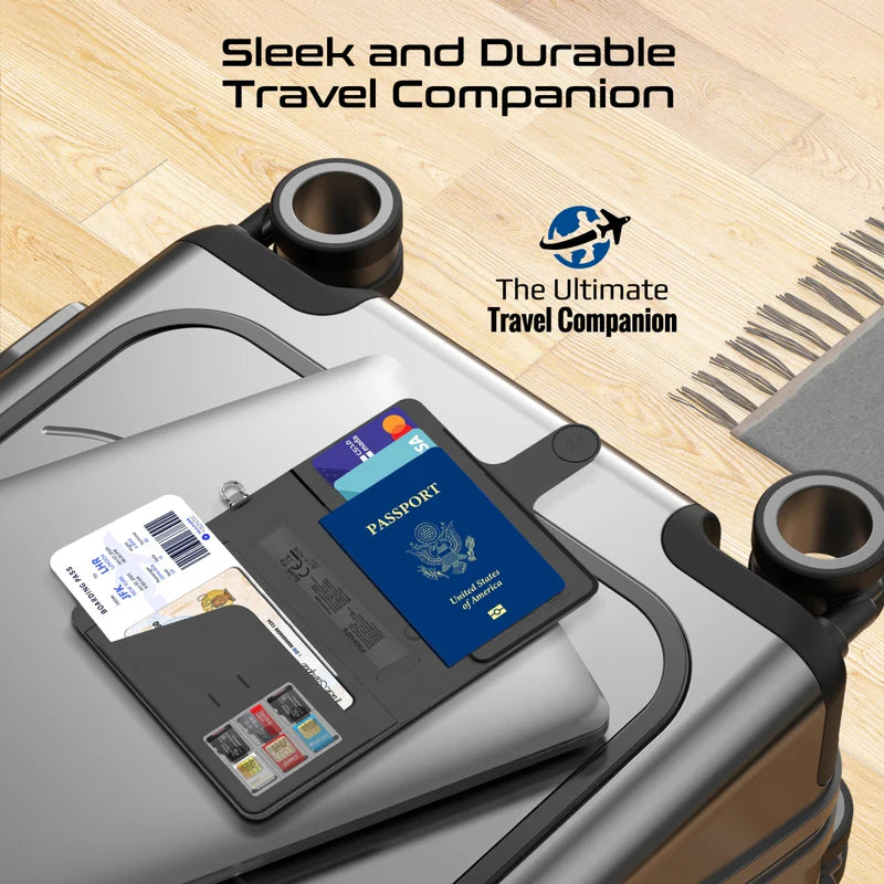 PROMATE Anti-Loss Slim Leather Passport Holder with RFID Protection & Smart Tracking - Black