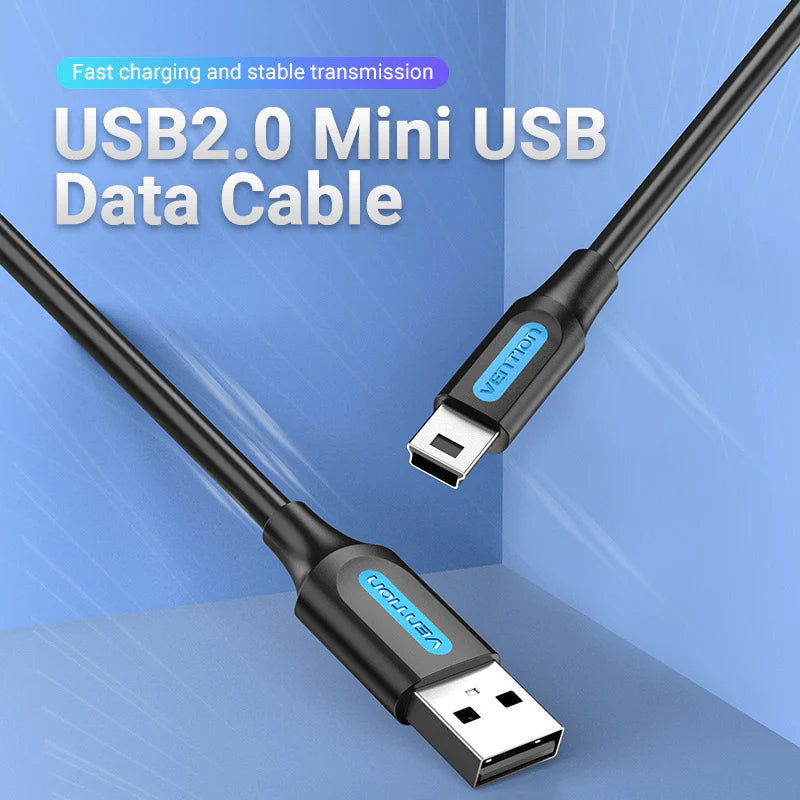 Vention USB 2.0 A Male to Mini-B Male Cable - 0.5M / Black