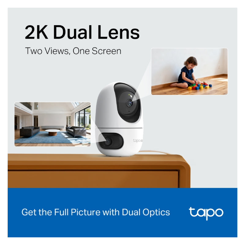 TP-Link (Tapo C245D) Dual Lens Pan/Tilt Security Camera - 2K 3MP Dual Lens / Up to 15 fps / Two-Way Audio / AI Detection / Night Vision