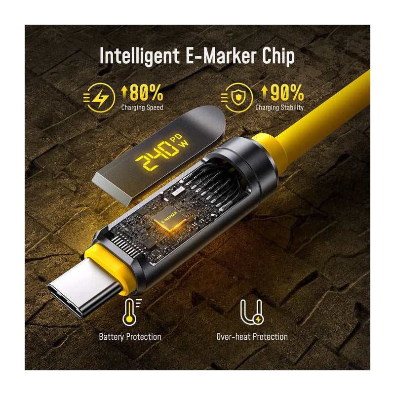 كابل يو إس بي-C إلى يو إس بي-C إيه أو هاي ذا فيوتشر أدونيس USB4 2.0، بقدرة 240 واط، مع شاشة إل إي دي، بطول 2 متر، بسرعة 120 جيجابت في الثانية، بدقة 8K، وPD3.2