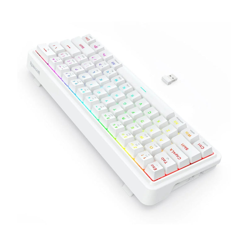 Redragon K730W RGB Pro Draconic V2 White 60% Gasket Wireless Mechanical Keyboard - Bluetooth / Wired / 2500mAh / White
