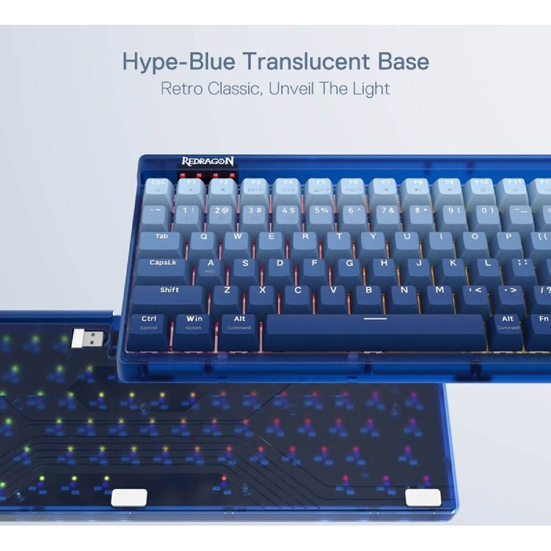 Redragon Garen K656WB-RGB-PRO 90% Mechanical Keyboard - Bluetooth / Wired / 3000mAh / Purple