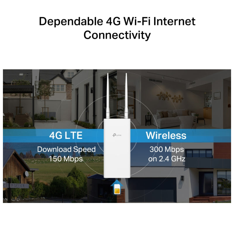 TP-Link (TL-MR100-Outdoor) 4G 300 Mbps Wi-Fi Outdoor Router - 4G / 2.4 GHz (300 Mbps) / LAN / WAN