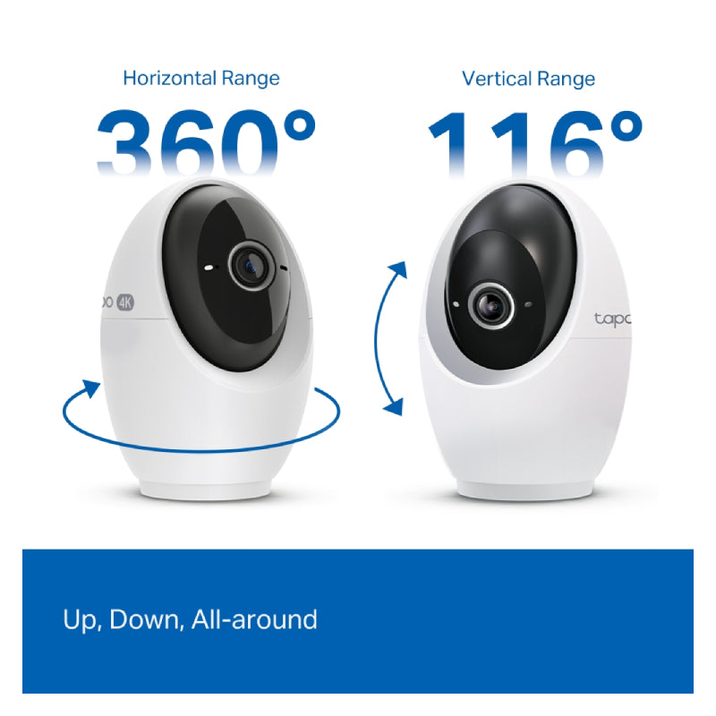 TP-Link Tapo C260 Pan/Tilt AI Home Security Wi-Fi Camera - 4K 8MP / Up to 20 fps / Two-Way Audio / AI Detection / Night Vision