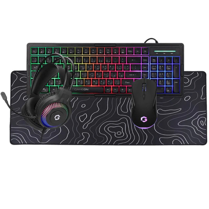 GAMEON GO-CYPHERW-XL-B All-In-One Gaming Bundle (Keyboard, Headset, Mouse & Mousepad) - Black