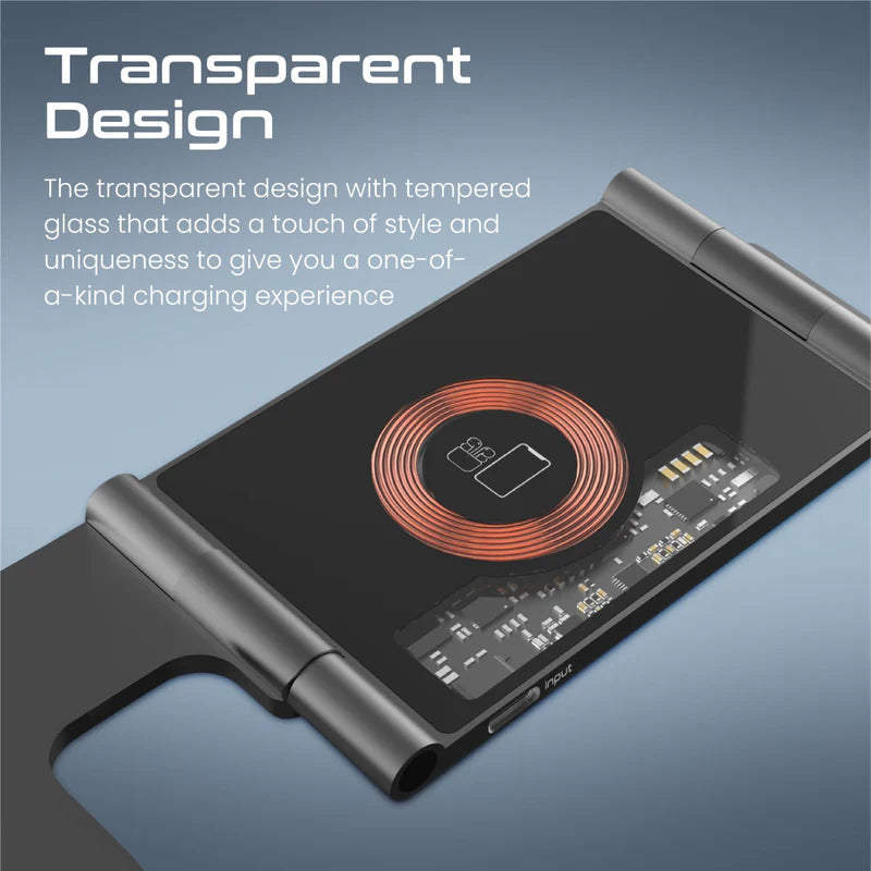 PROMATE Ultra-Slim Transparent AuraFold MagSafe Wireless Charging Station - 15W