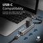 PROMATE Multi-Port USB-C Hub with Ethernet Adapter - 1000Mbps / Grey
