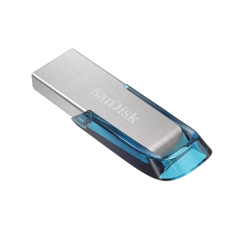 SanDisk Ultra Flair Flash Drive - 128GB / Up to 150 MB/s / USB 3.0 / Blue and Silver