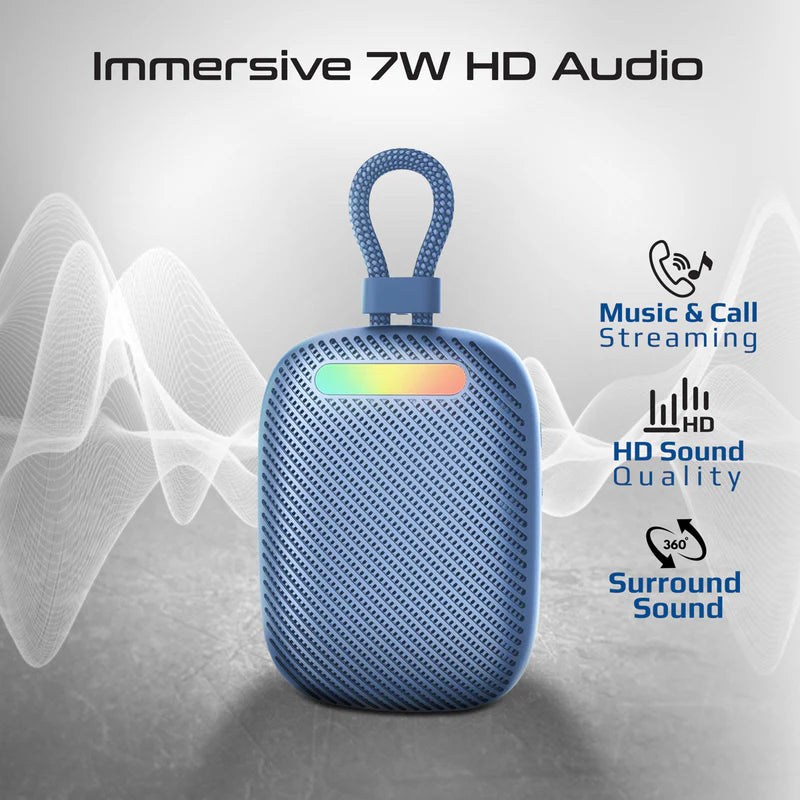 PROMATE CrystalSound 7W High-Definition Wireless Speaker - 1800mAh / Bluetooth 5.4 / Blue